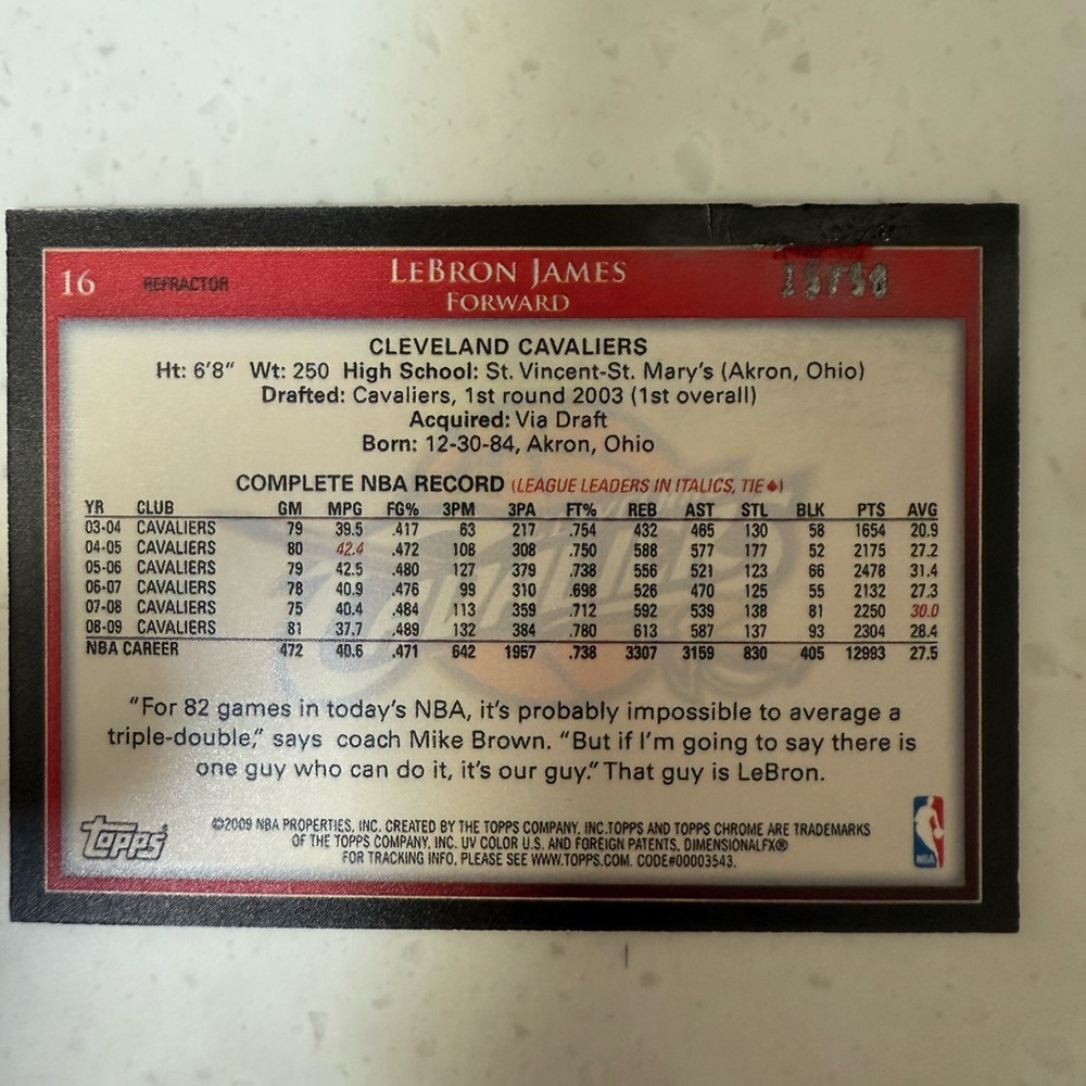 2009 topps chrome lebron James gold refractor 15/50 - Picture 8 of 12